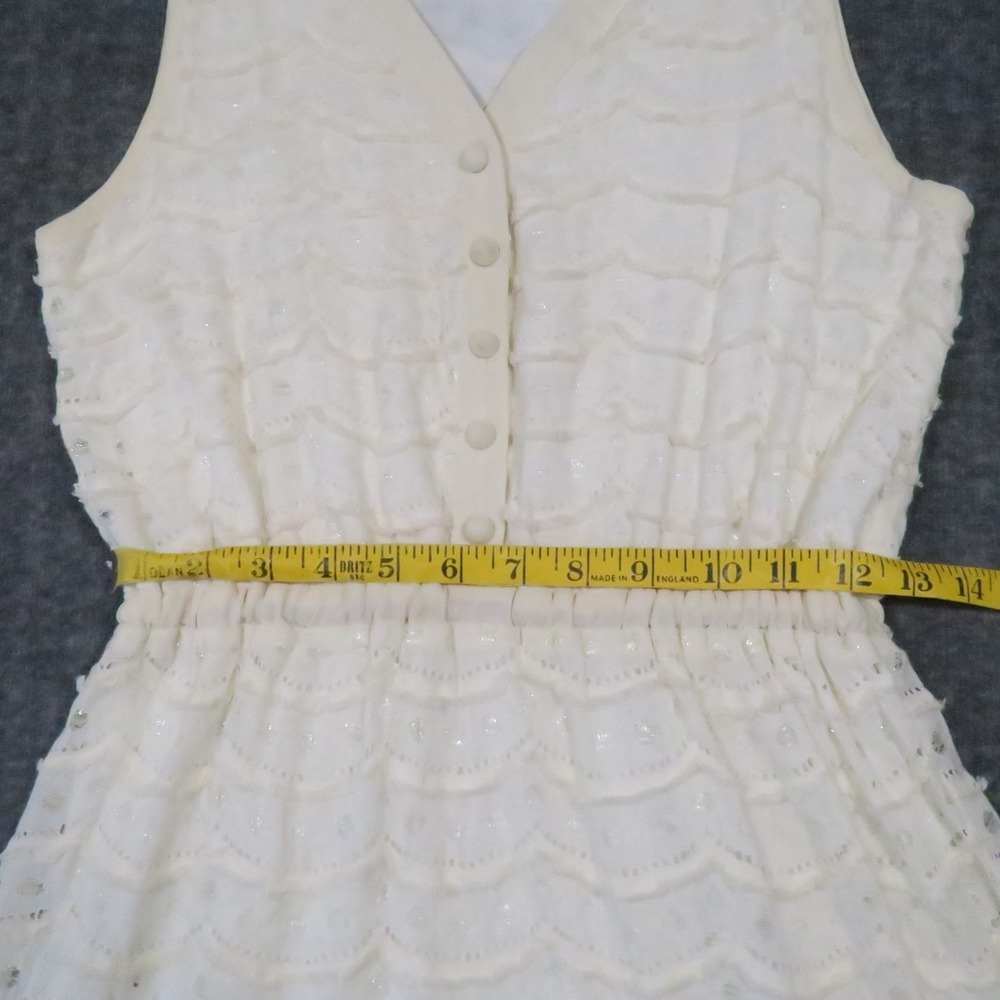 Meadow Rue Lace Tiered Midi Dress M Ivory Button Romantic Boho Cottagecore Sweet - Picture 5 of 10